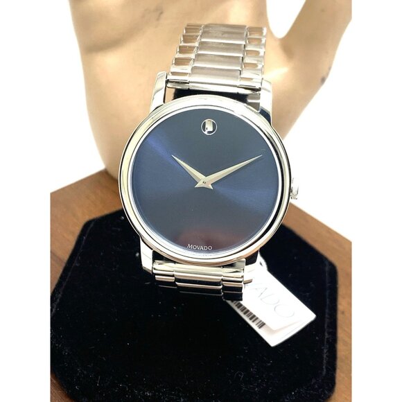 Movado Men's Watch 2100015 Museum Blue Dial Swiss Quartz Stainless Steel 39mm - Picture 13 of 14